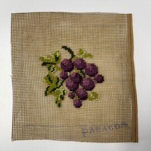 New Paragon Grapes Needlepoint Ready to Finish Small 8 x 8 Purple Green